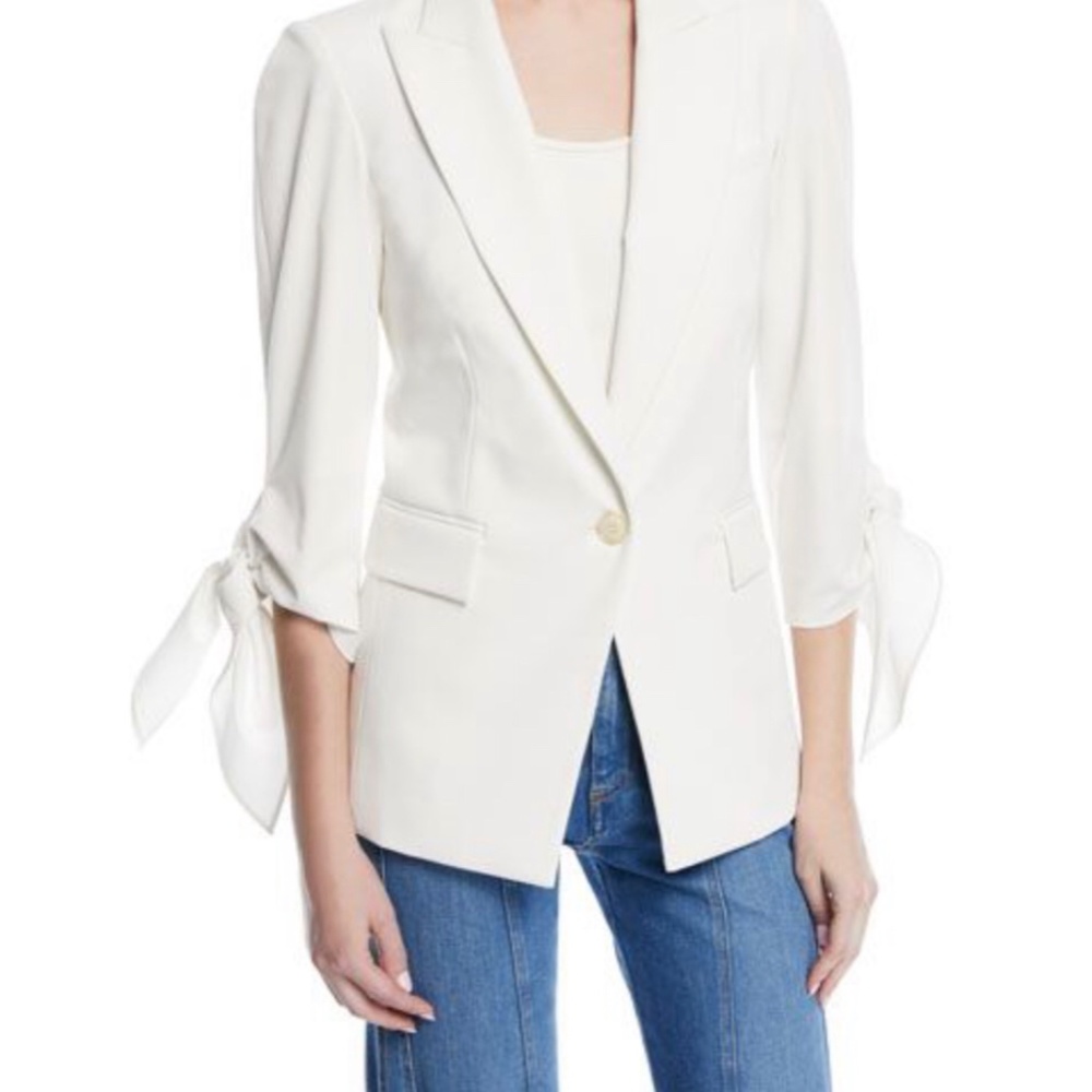 Veronica Beard White Tie Cuff Blazer